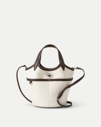 Veronica Beard Canvas Anchor Bag - Espresso/Ecru