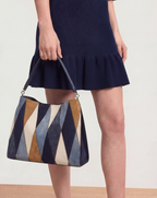 Veronica Beard Vida Patchwork Shoulder Bag - Blue Multi