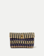 Veronica Beard Striped woven clutch with a gold clasp.