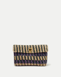 Veronica Beard Striped woven clutch with a gold clasp.