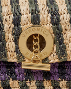 Veronica Beard Woven raffia bag with gold Veronica Beard logo