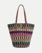 Veronica Beard Raffia Anchor Basket Tote - Berry Multi