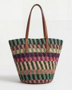 Veronica Beard Raffia Anchor Basket Tote - Berry Multi