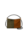 Veronica Beard Suede shoulder bag, olive and brown, braided handle
