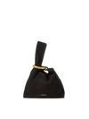 Veronica Beard Black suede knot bag with gold ring handle