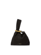 Veronica Beard Black suede knot bag with gold ring handle