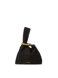 Veronica Beard Black suede knot bag with gold ring handle