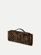 Veronica Beard Brown and black zebra print handbag with handle.