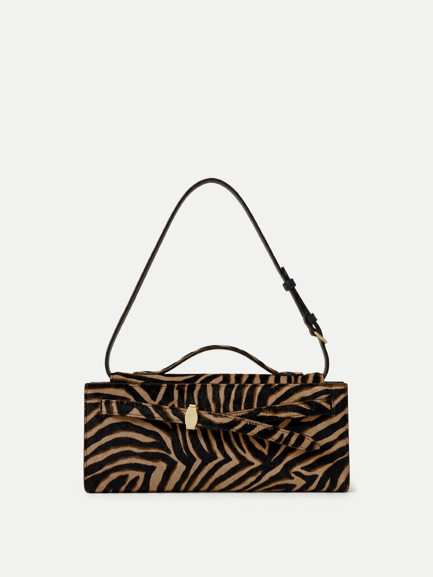 Veronica Beard Brown and black zebra print handbag with handle.