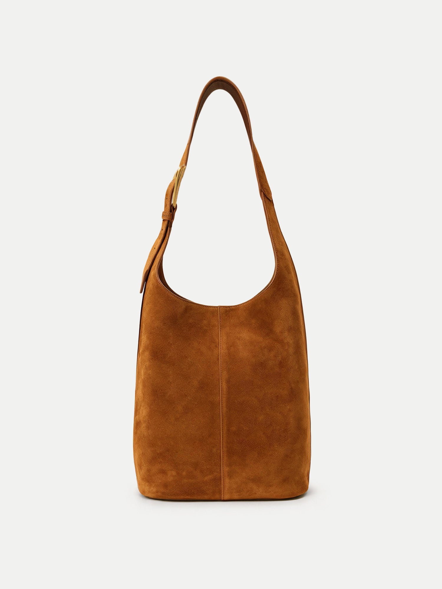 Veronica Beard Brown suede slouchy shoulder bag with buckle.