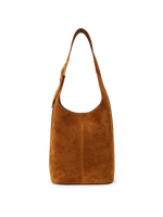 Veronica Beard Brown suede shoulder bag with a buckle strap.