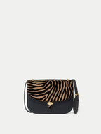 Veronica Beard Black and zebra print leather crossbody bag.