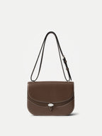 Veronica Beard Brown leather shoulder bag with white topstitching.