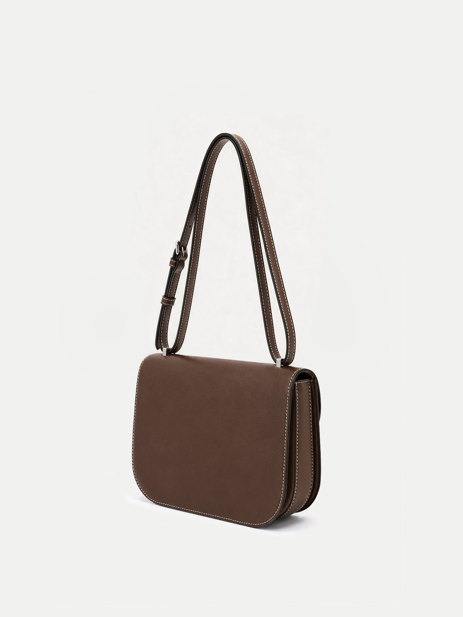 Veronica Beard Brown leather structured crossbody bag.