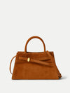 Veronica Beard Brown suede handbag with gold clasp.