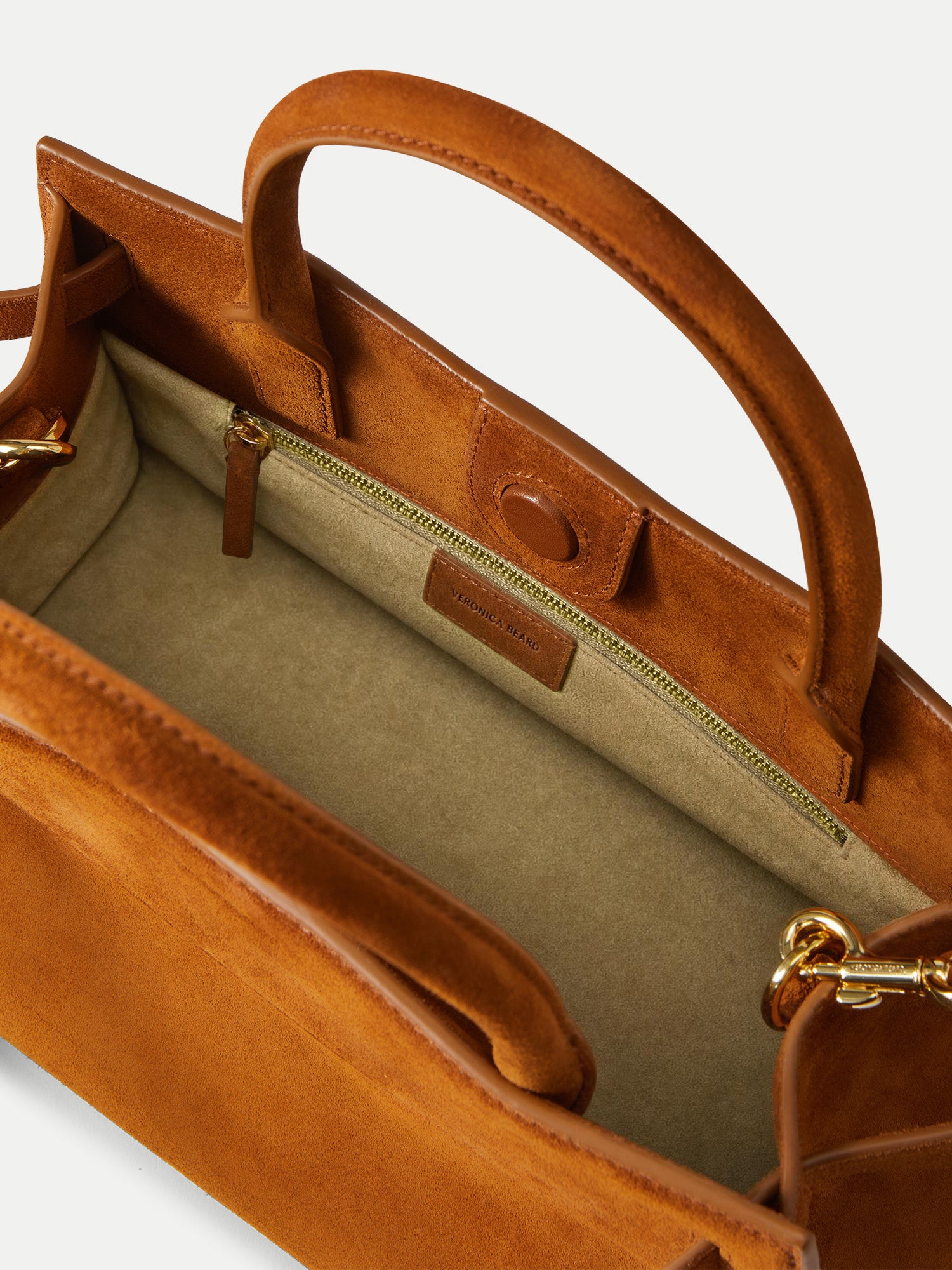 Veronica Beard Brown suede tote bag with top handles
