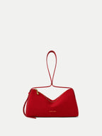 Veronica Beard Red suede structured handbag with looped top handle.