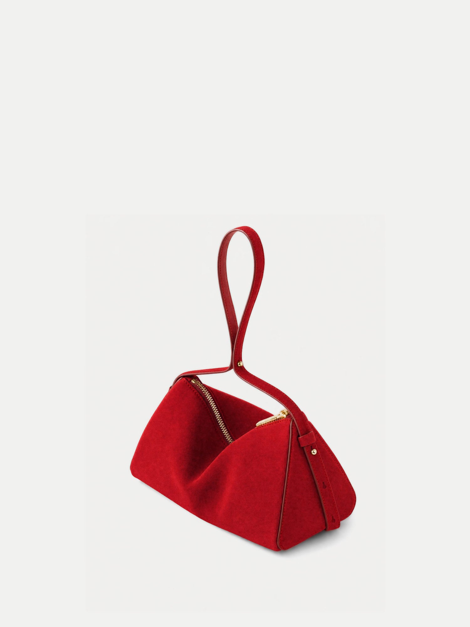 Veronica Beard Red suede structured handbag with top handle.