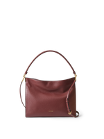Veronica Beard Burgundy leather slouchy shoulder bag with braided strap.