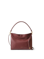 Veronica Beard Burgundy leather slouchy shoulder bag with braided strap.