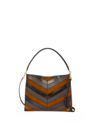 Veronica Beard Brown chevron suede leather shoulder bag.