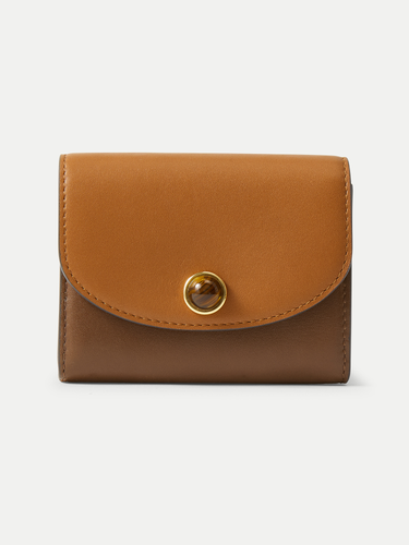Veronica Beard Brown leather wallet with a tortoiseshell button.