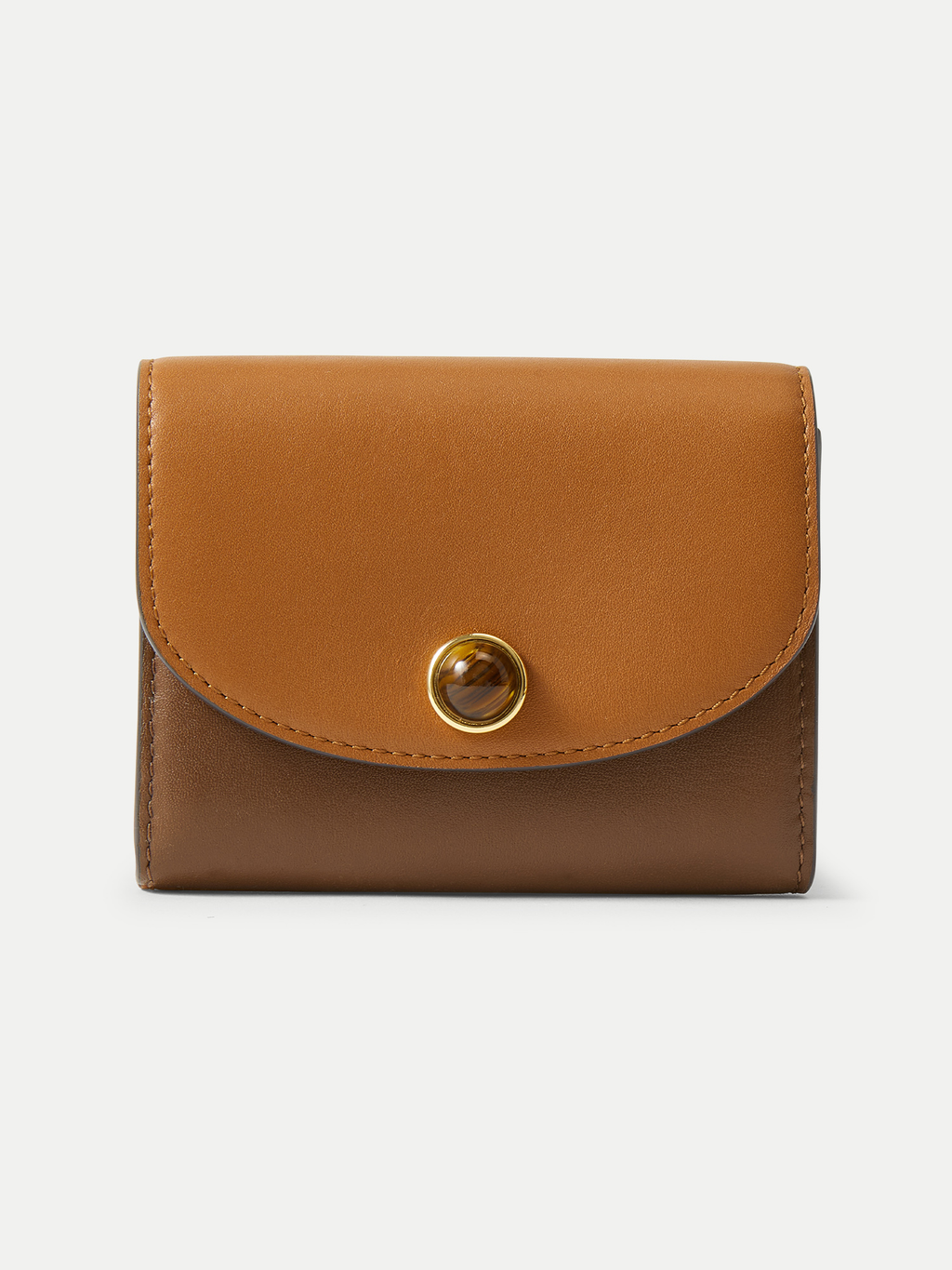 Veronica Beard Brown leather wallet with a tortoiseshell button.