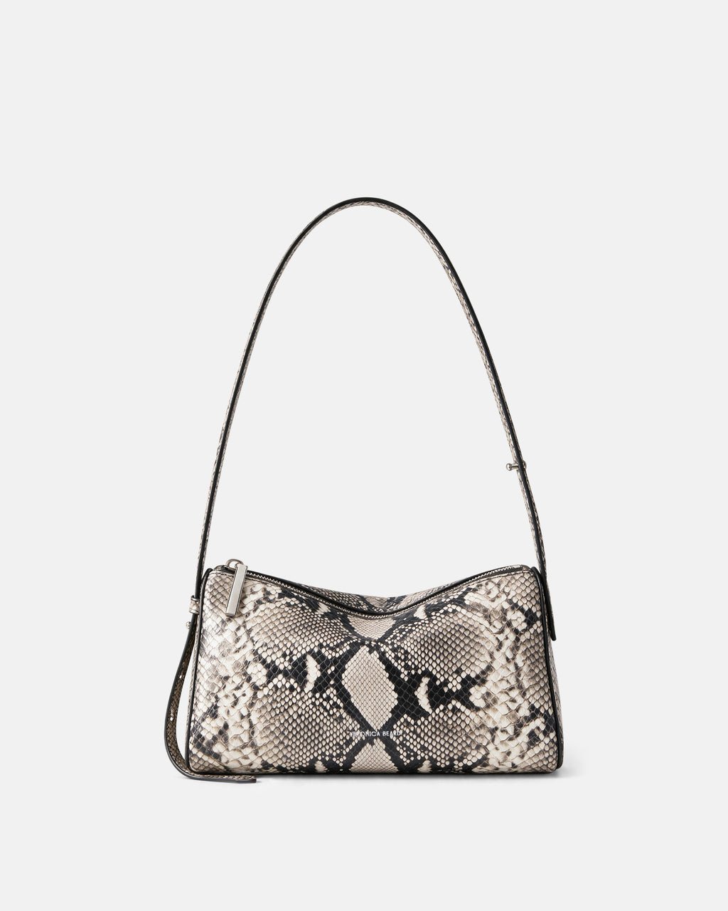 Veronica Beard Brown and white snakeskin leather shoulder bag.