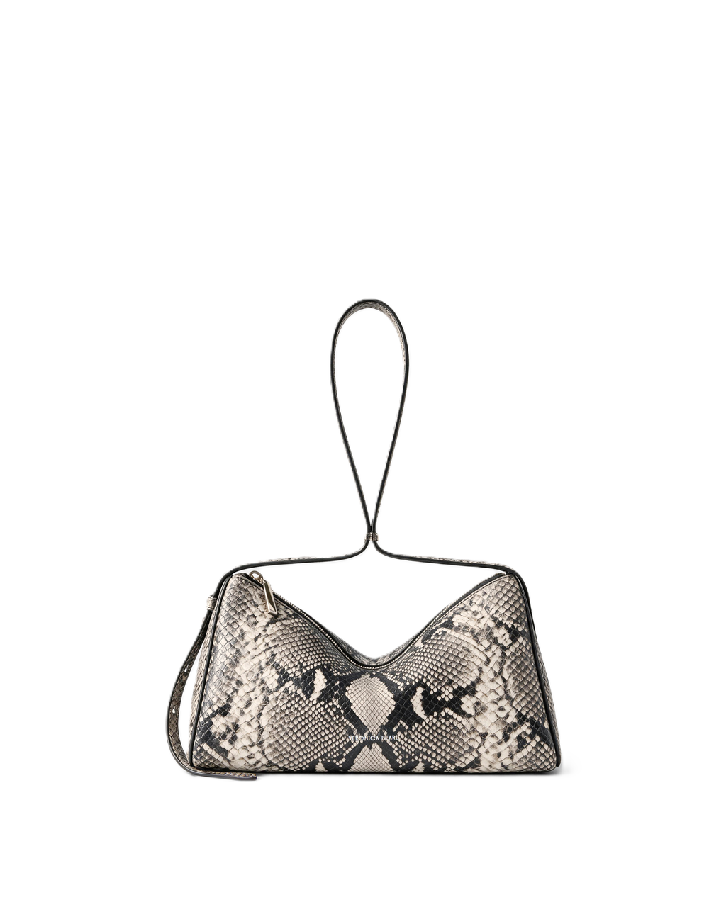 Veronica Beard Black and white snakeskin leather shoulder bag.