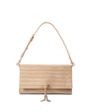 Veronica Beard Beige crocodile-embossed leather shoulder bag with gold hardware.