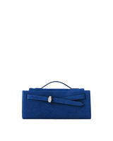 Veronica Beard Blue suede structured handbag with silver clasp.