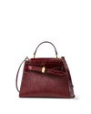 Veronica Beard Burgundy crocodile embossed leather handbag with gold hardware.