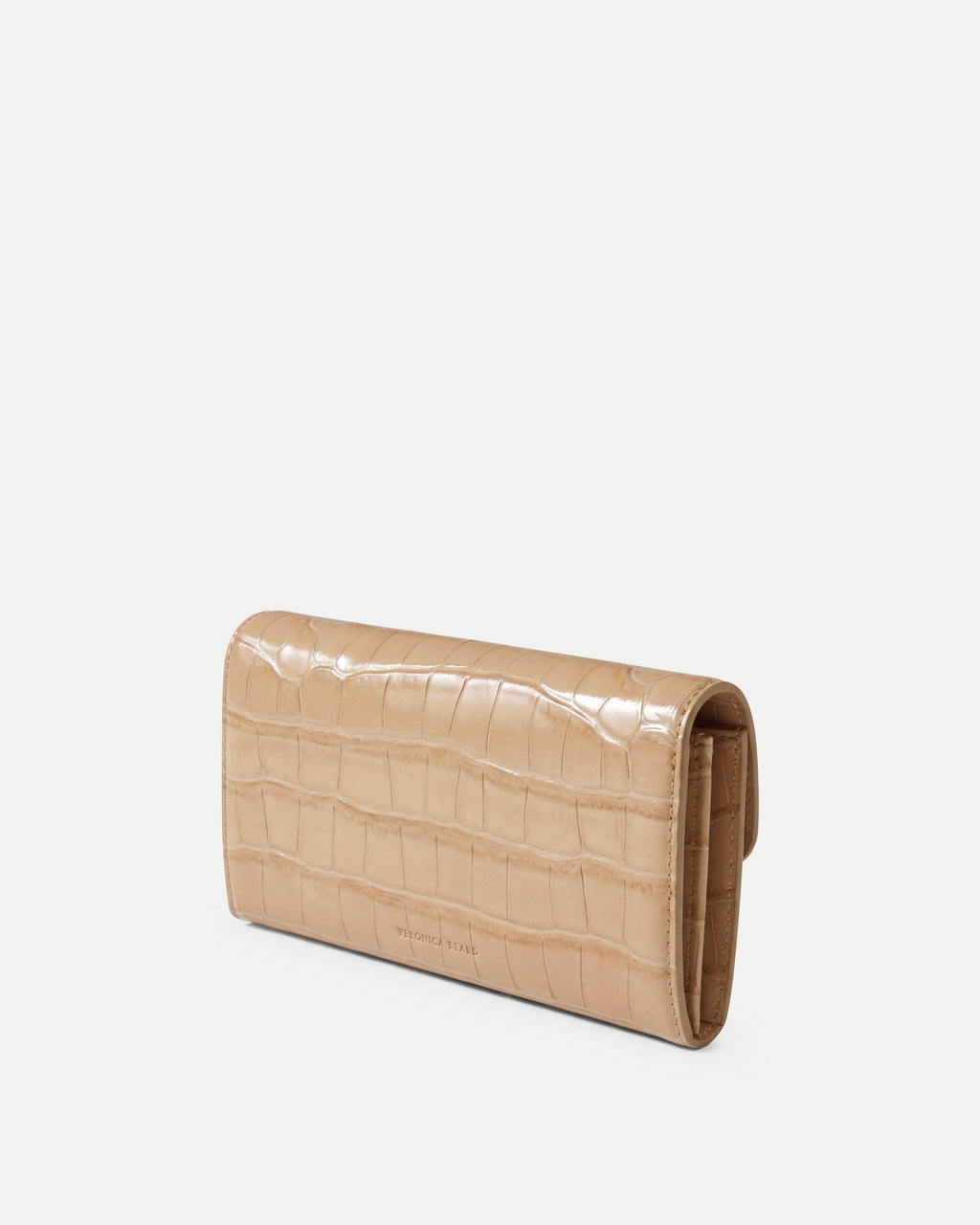 Veronica Beard Beige embossed leather structured wallet.