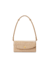 Veronica Beard Beige crocodile-embossed leather structured shoulder bag.