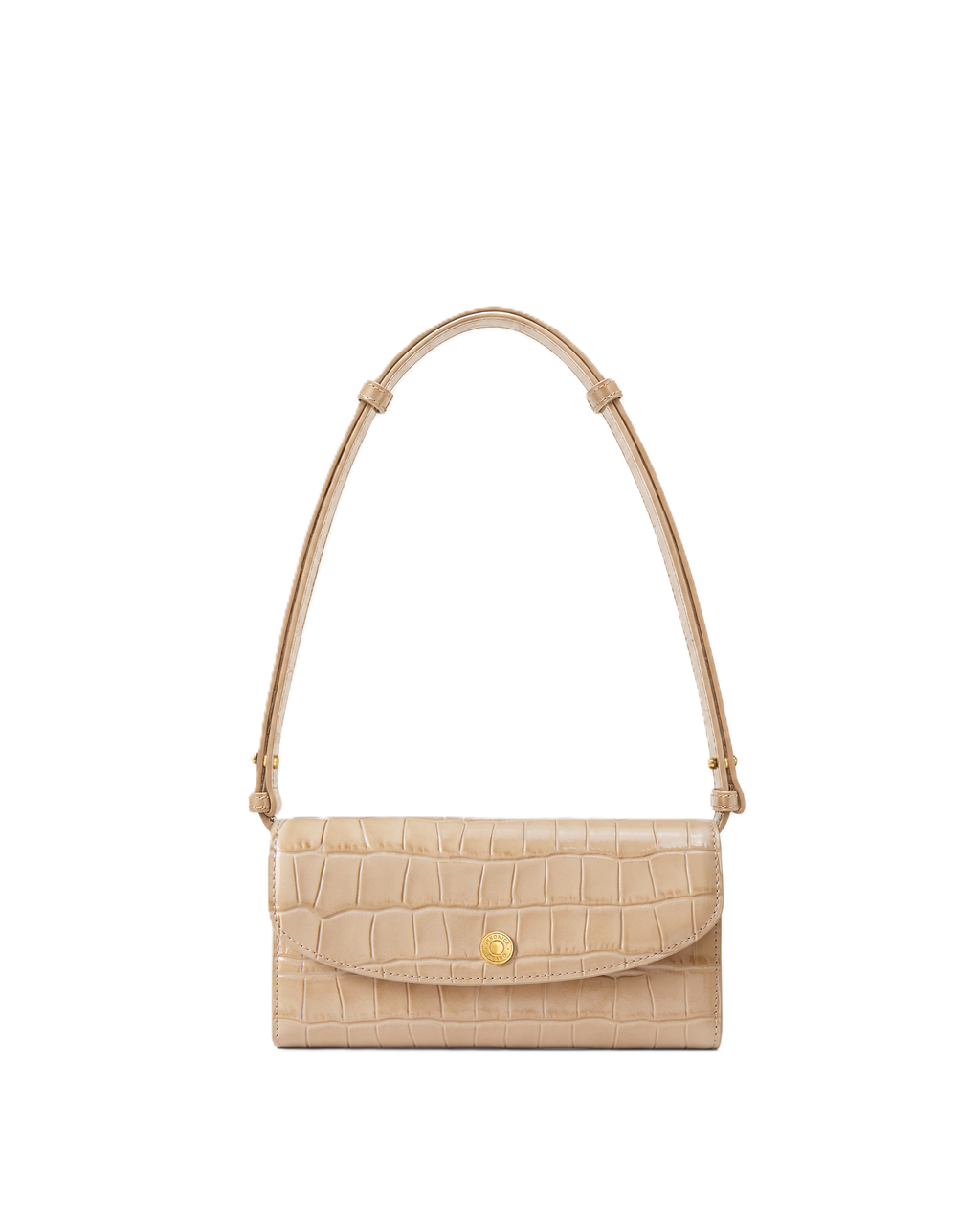 Veronica Beard Beige crocodile-embossed leather structured shoulder bag.