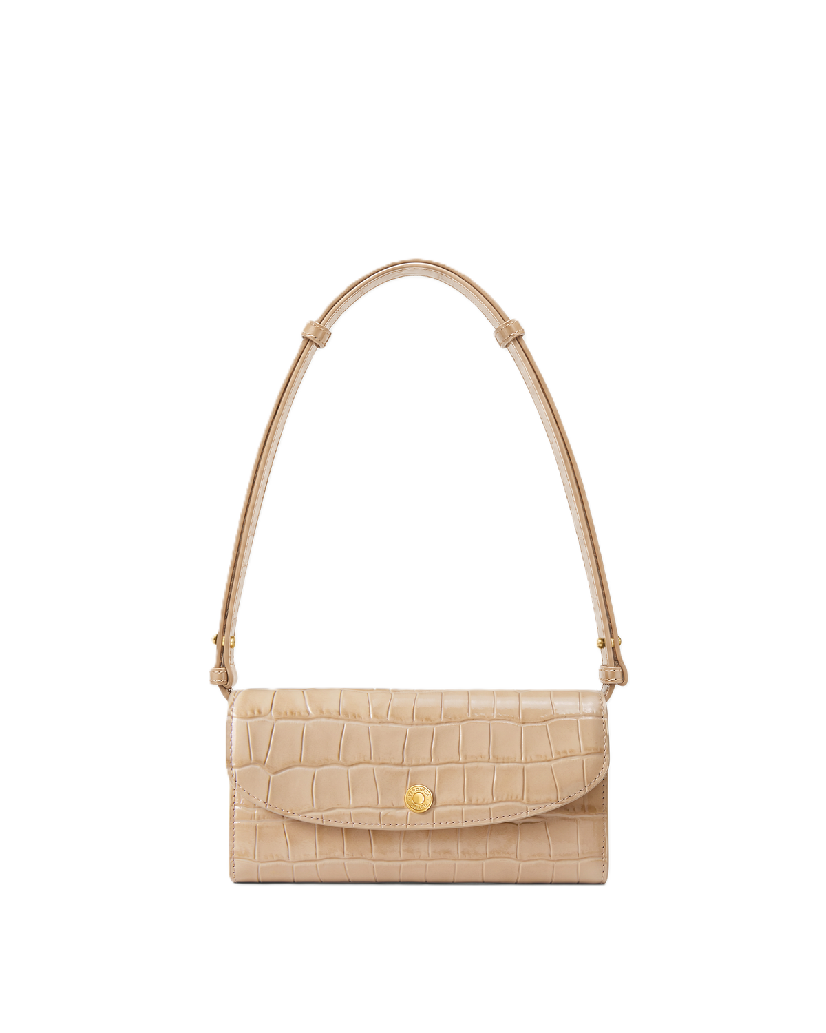 Veronica Beard Beige crocodile-embossed leather structured shoulder bag.