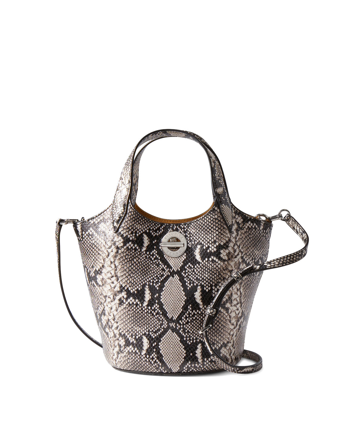 Veronica Beard Black and white snakeskin handbag with silver hardware.