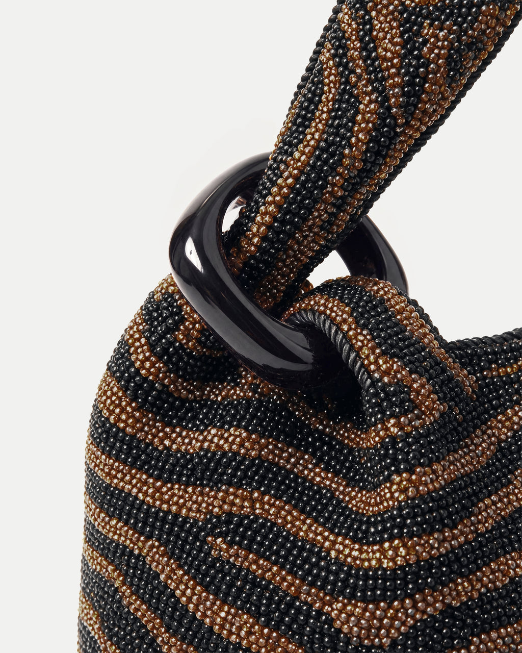 Veronica Beard Black and brown beaded zebra-print handbag.