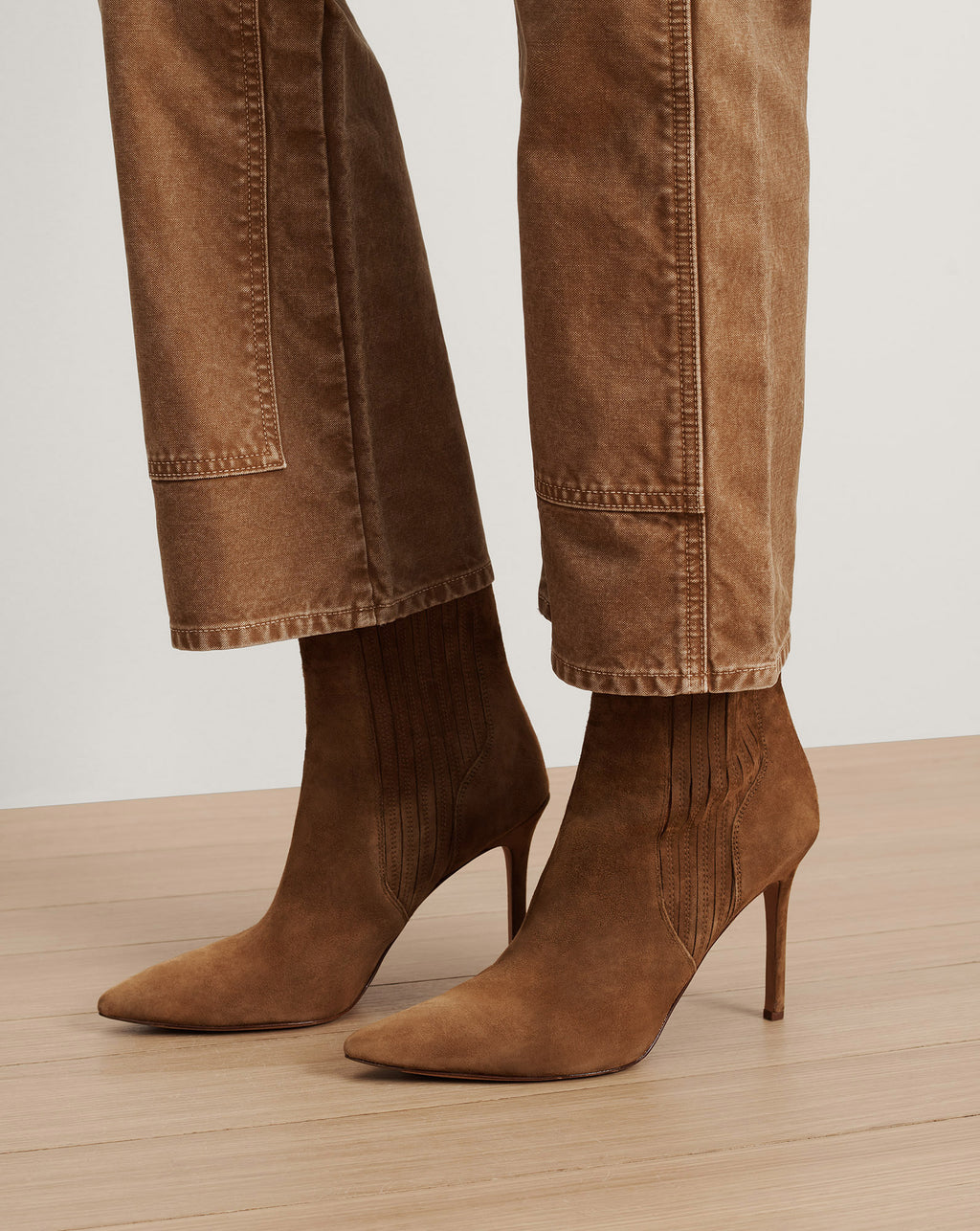 Veronica Beard Lisa Stiletto Mid-Heel Ankle Boot - Chestnut