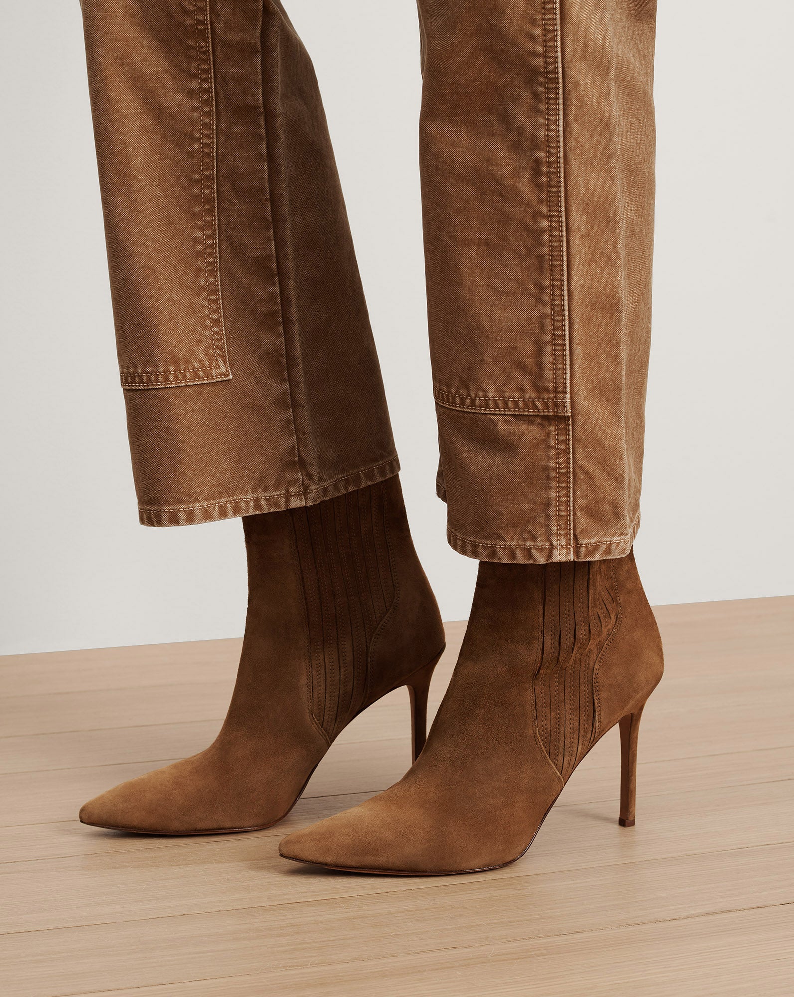Veronica Beard Lisa Stiletto Mid-Heel Ankle Boot - Chestnut