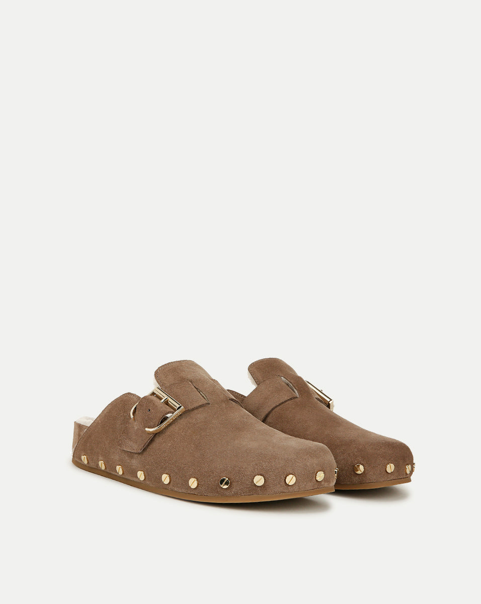 Veronica Beard Fern Shearling Clog - Taupe
