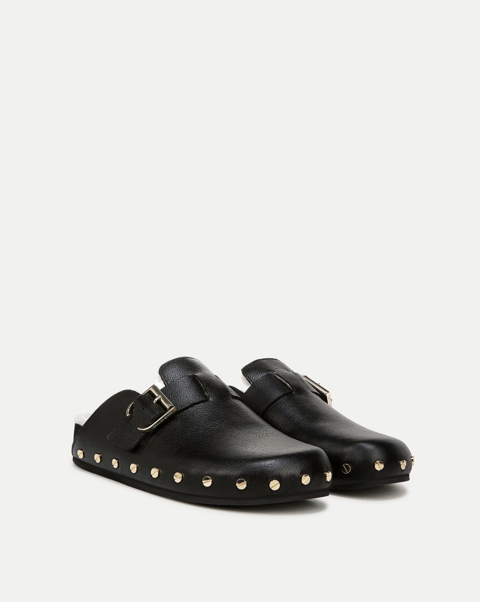 Veronica Beard Fern Shearling Clog - Black