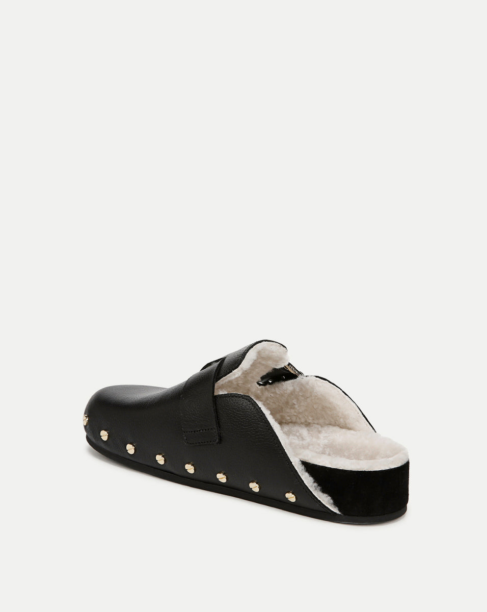 Veronica Beard Fern Shearling Clog - Black