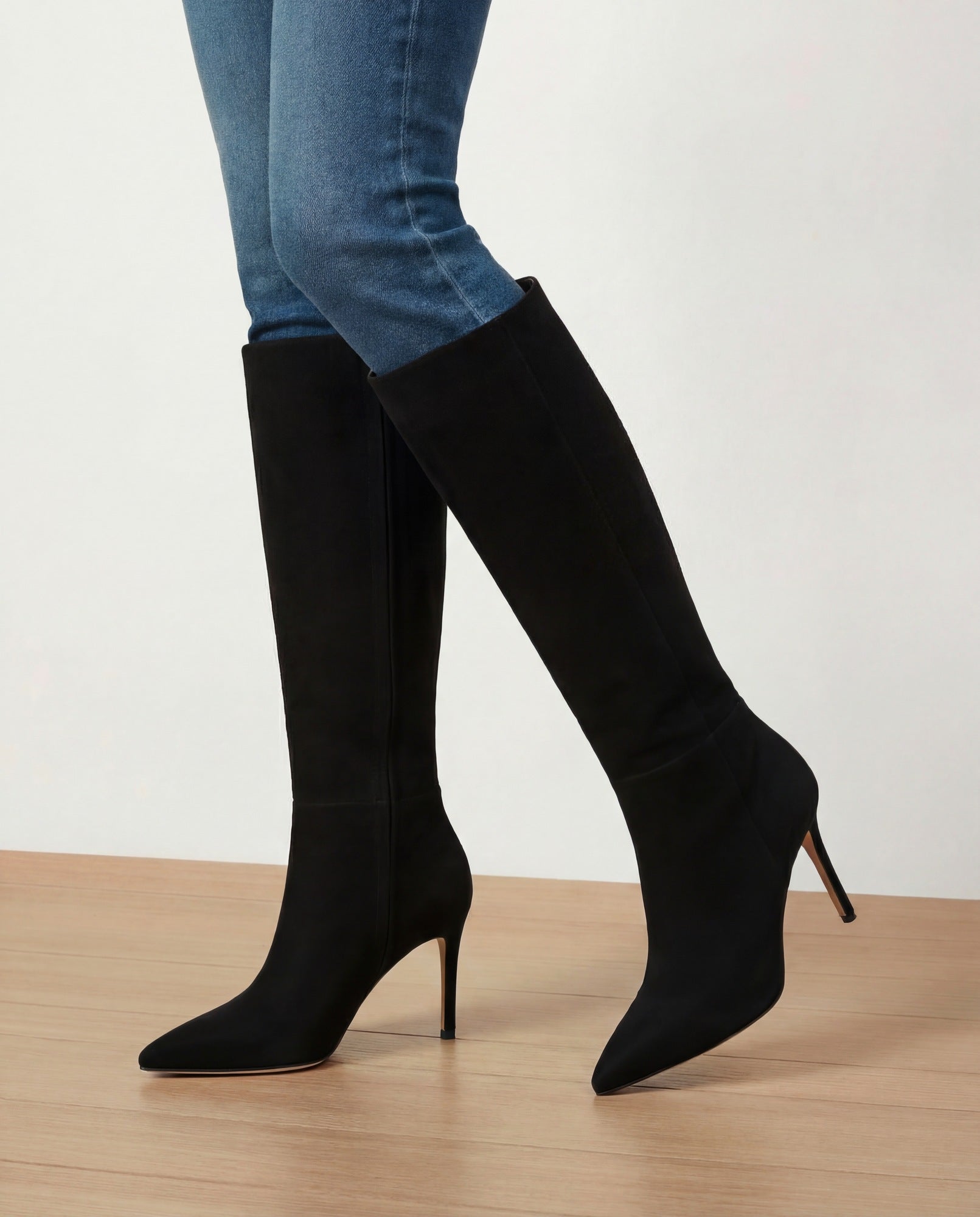 Veronica Beard Lisa Stiletto Boot | Wide-Calf - Black Suede