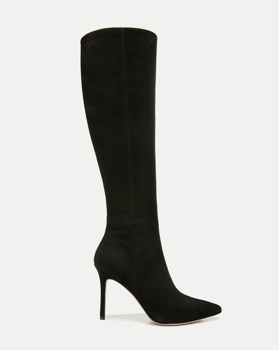 Veronica Beard Lisa Stiletto Boot | Wide-Calf - Black Suede