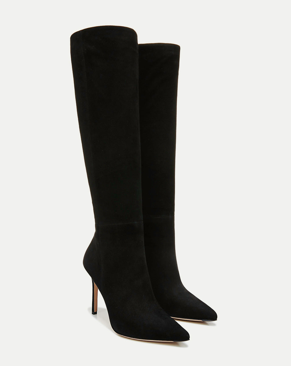 Veronica Beard Lisa Stiletto Boot | Wide-Calf - Black Suede