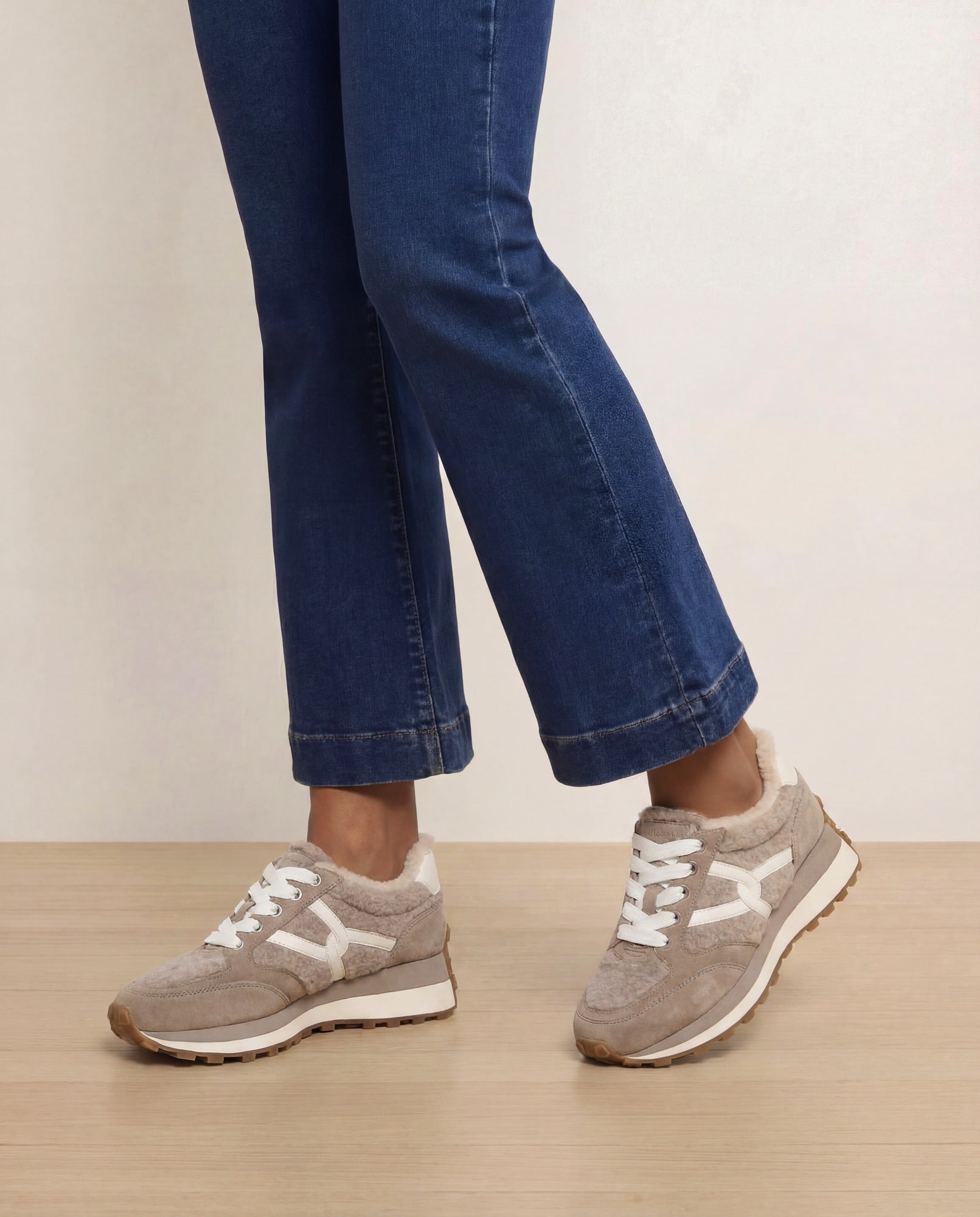 Veronica Beard Valentina Shearling Sneaker - Grey