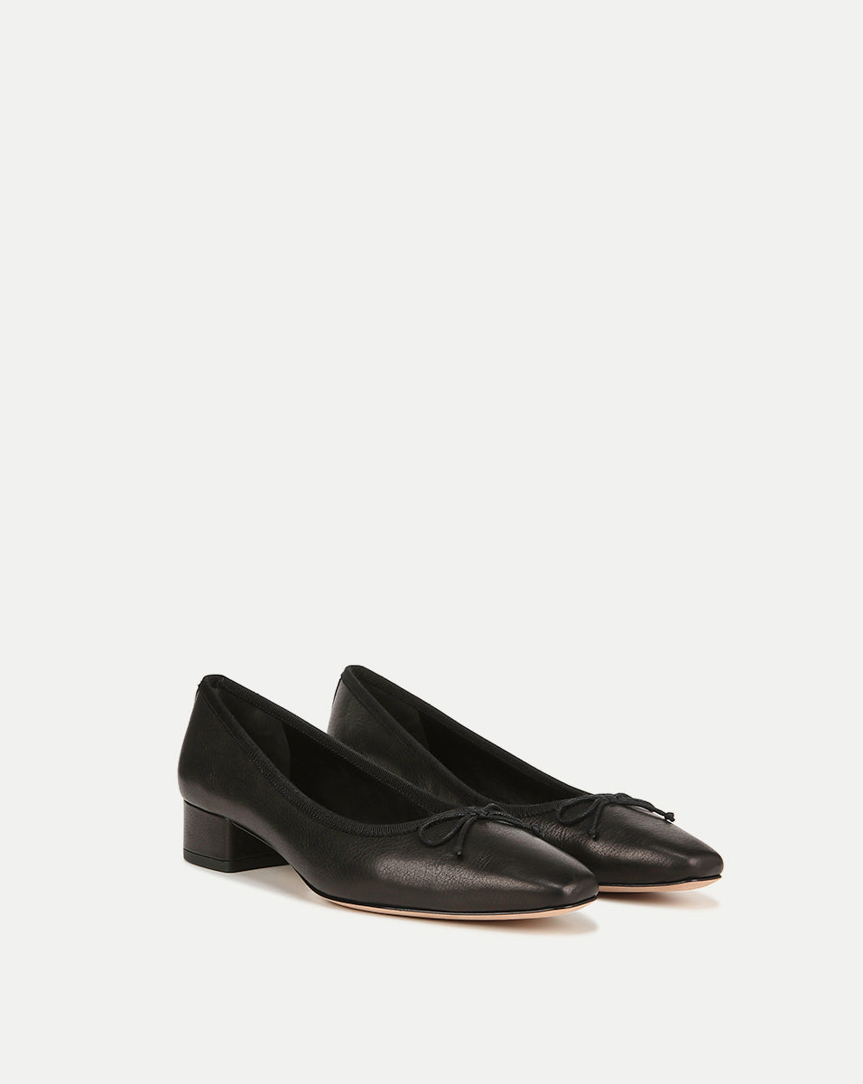 Veronica Beard Cecile Leather Ballet Pump - Black
