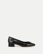 Veronica Beard Cecile Croc-Embossed Ballet Pump - Black Croc
