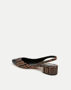 Veronica Beard Cecile Plaid Cap-Toe Slingback - Camel Multi